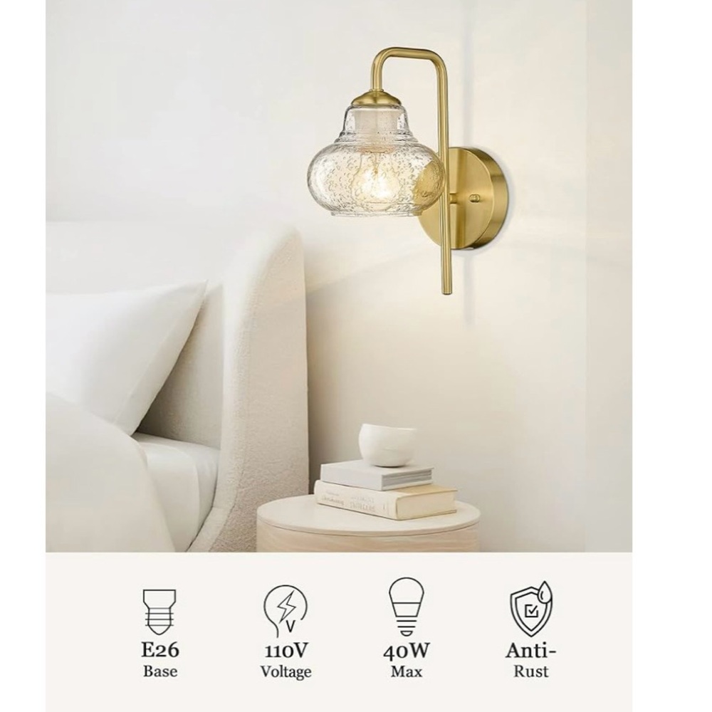 elyona 2 pack gold bubble glass wall sconces mid century - Picture 2 of 10